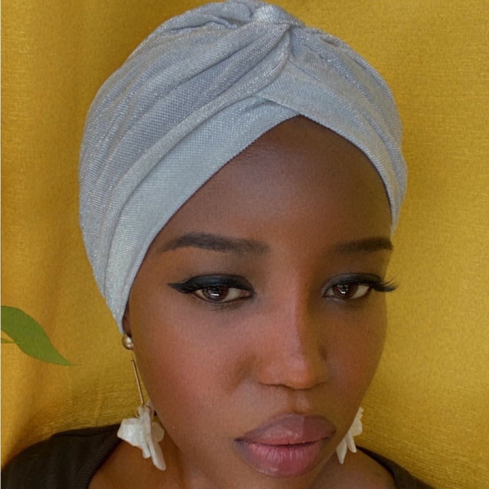 Handmade White Diamond Hair Turban Hair Cover - Protective Styling & Costume
